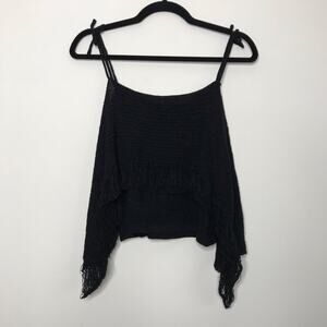 New SomeDays Lovin XSmall XS Black Crochet Off the Shoulder Knit Top Boho Fringe